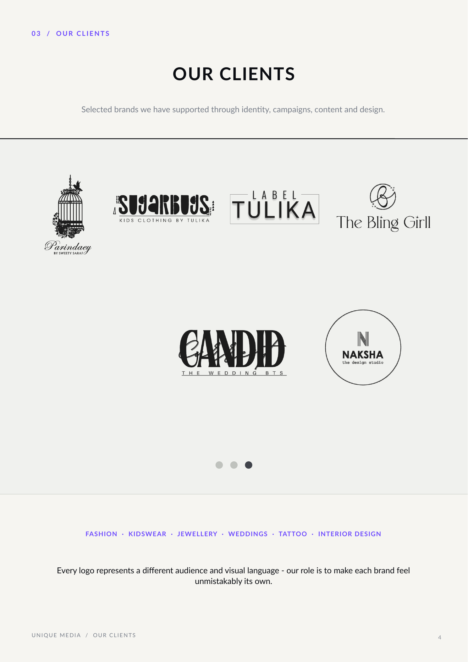 Client showcase layout