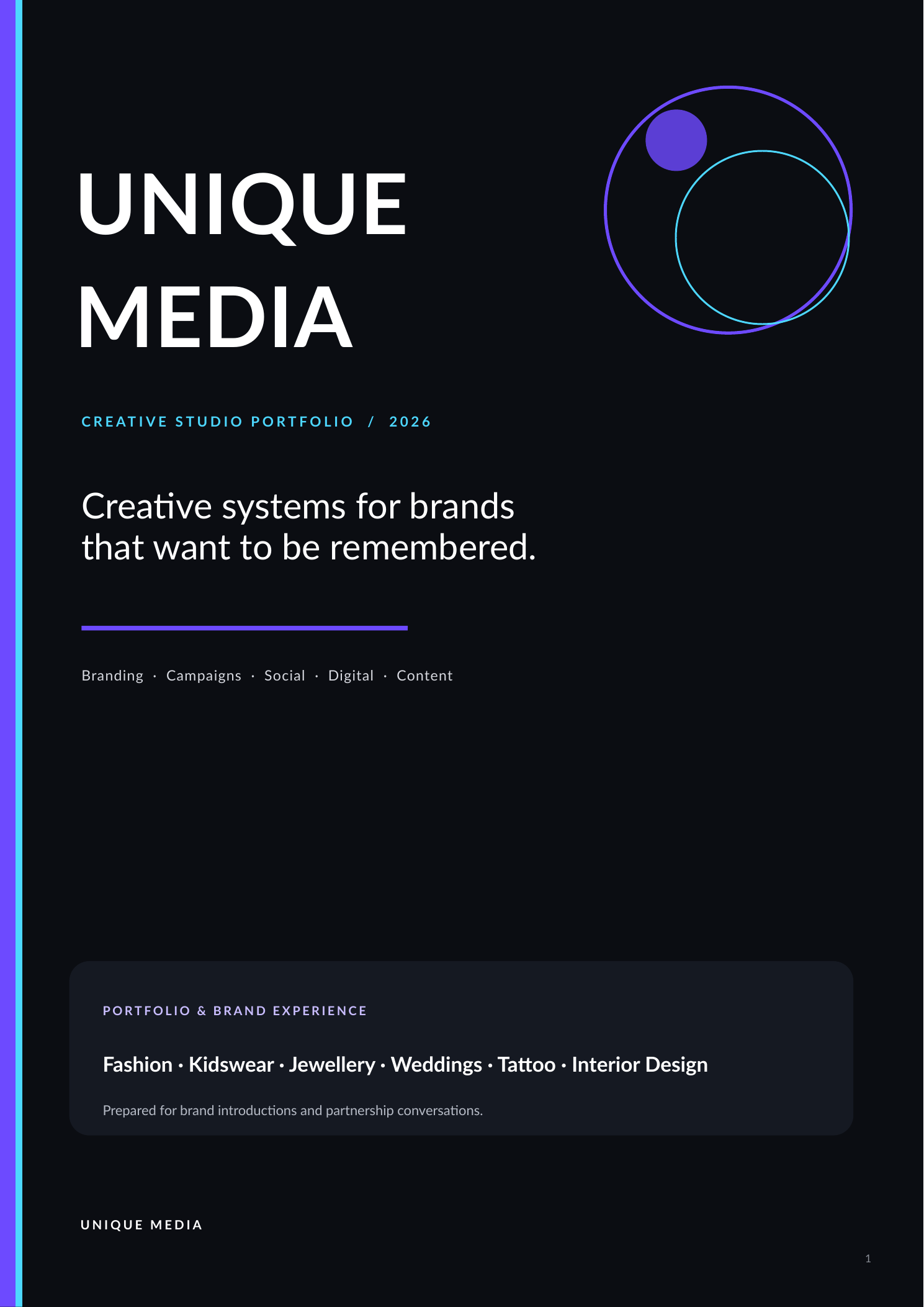 Unique Media portfolio cover